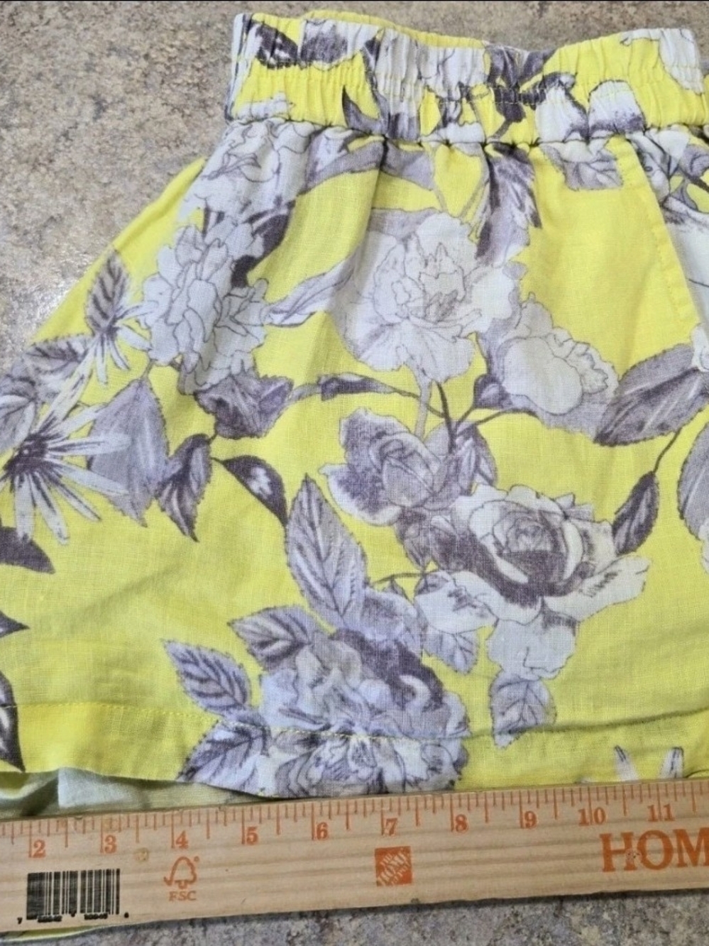 KUT from the Kloth Linen Shorts Womens Size 12 Floral Yellow Rose Elastic Waist - Picture 5 of 7